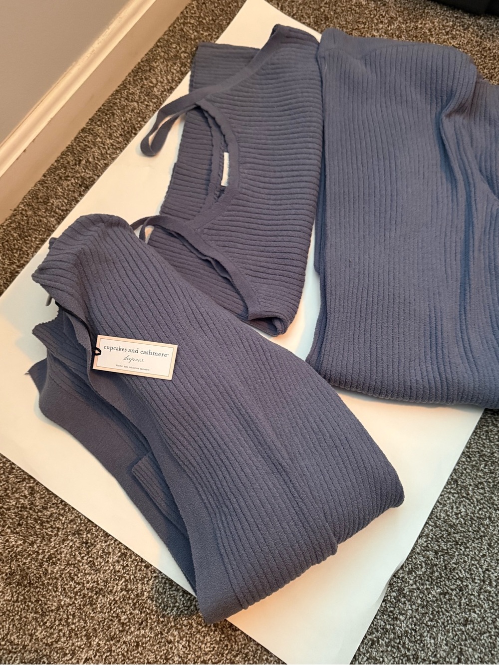 cupcakes & cashmere Soft Ribbed Sleepwear Set in Slate Blue - Picture 2 of 3